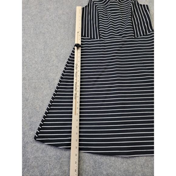 ExOfficio Dress Womens Medium Black White Stripe Keyhole Back Ponte Fit Flare - Picture 11 of 12